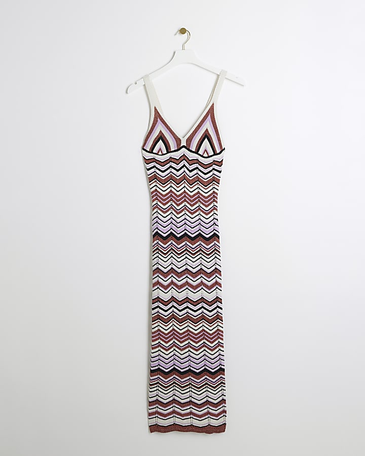 Purple chevron bodycon midi dress