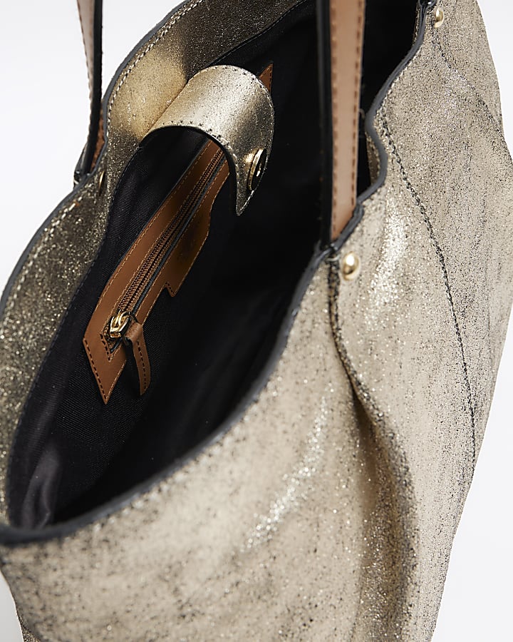 Gold Metallic Leather Shopper Bag
