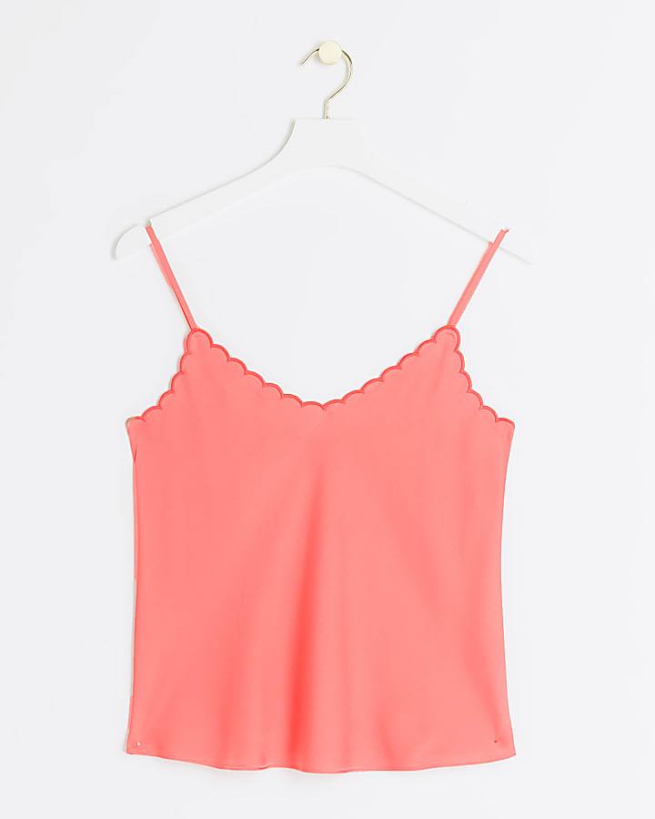 Coral Scallop Trim Cami Top