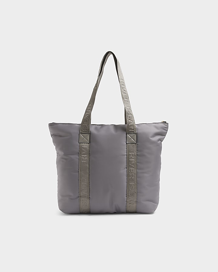 Grey Quilted Webbing Shopper Bag