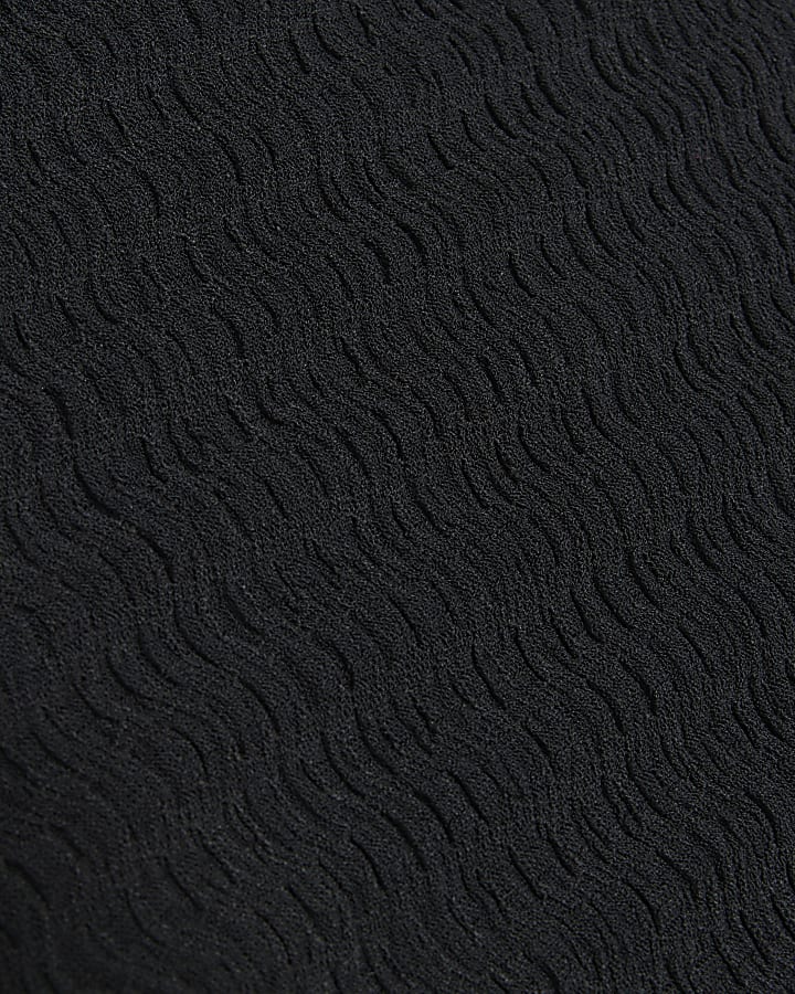 Black Textured Flared Trousers