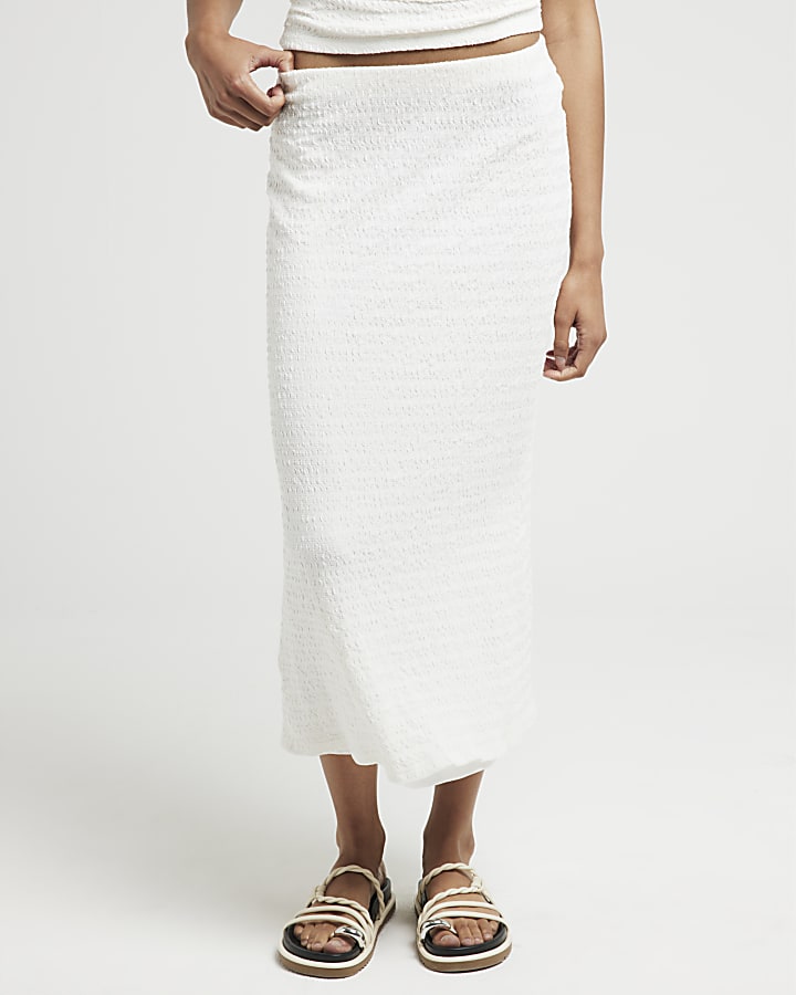 Cream textured maxi skirt