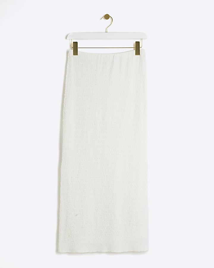 Cream textured maxi skirt