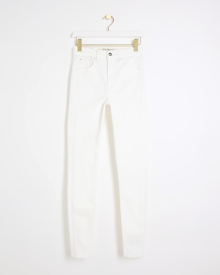 White high waisted bum sculpt skinny jeans