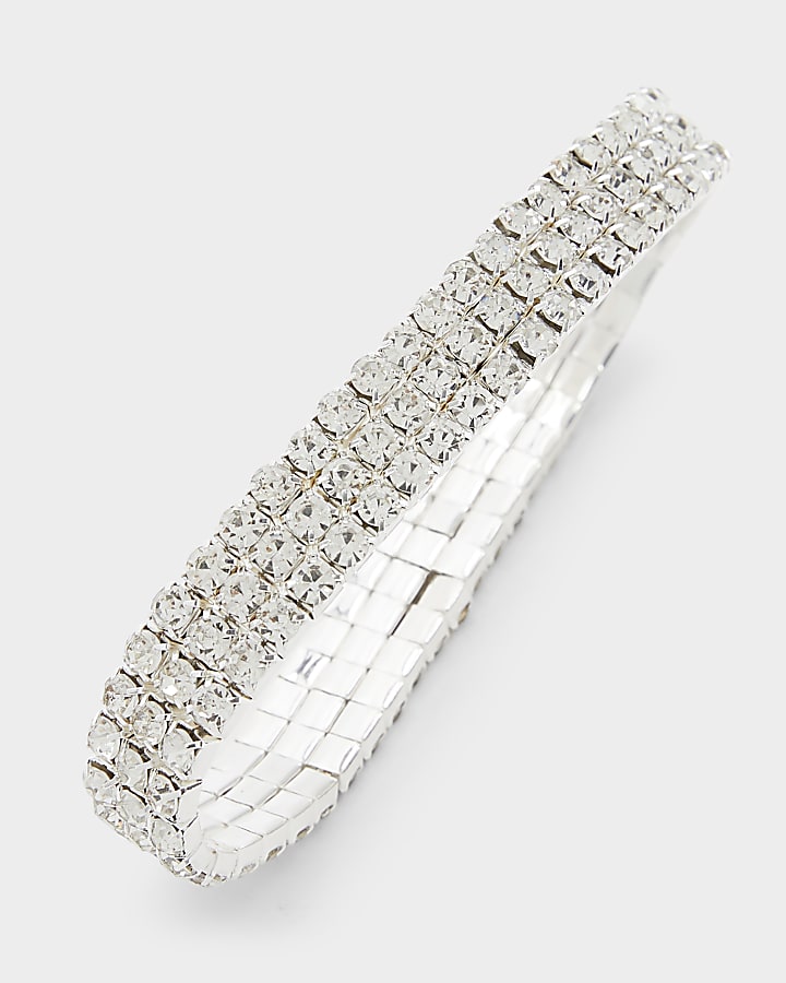 Silver Diamante Cuff Bracelet