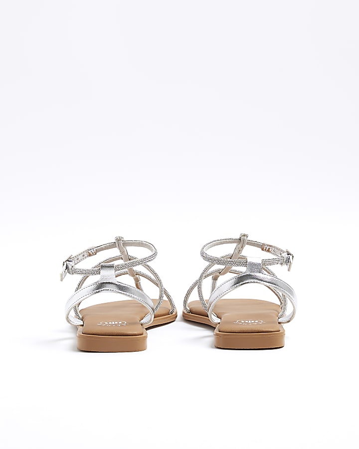 Silver diamante strappy sandals