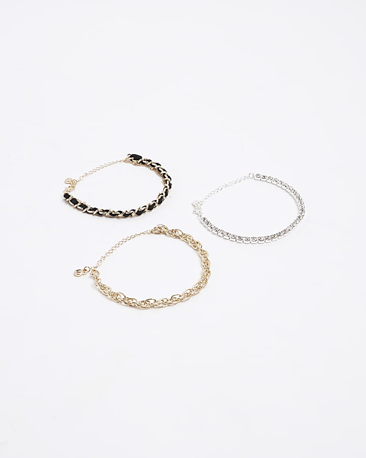 Gold chain bracelet multipack