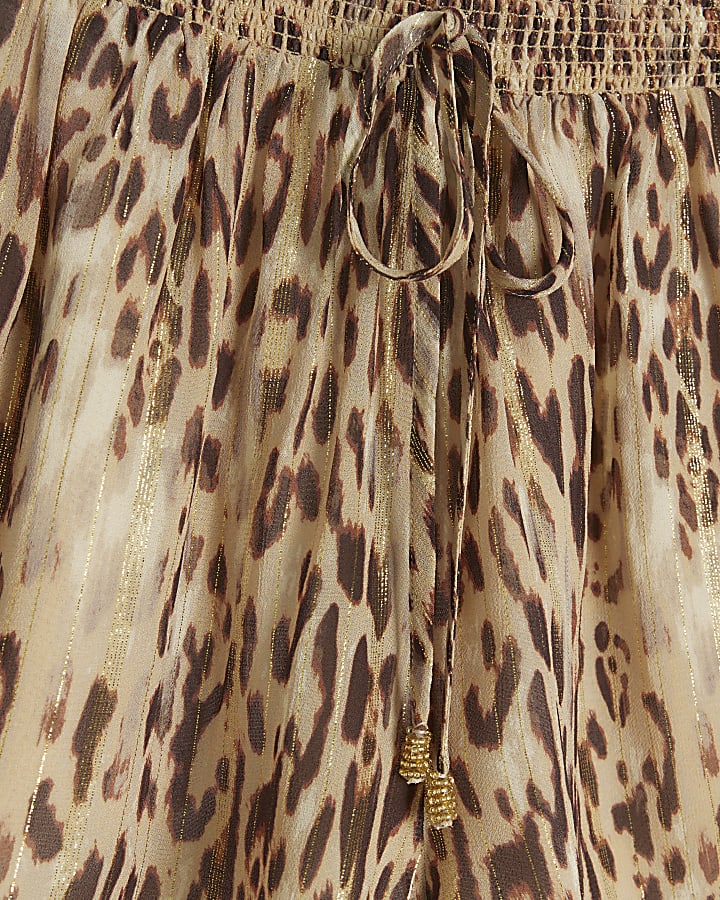 Brown leopard print glitter shorts