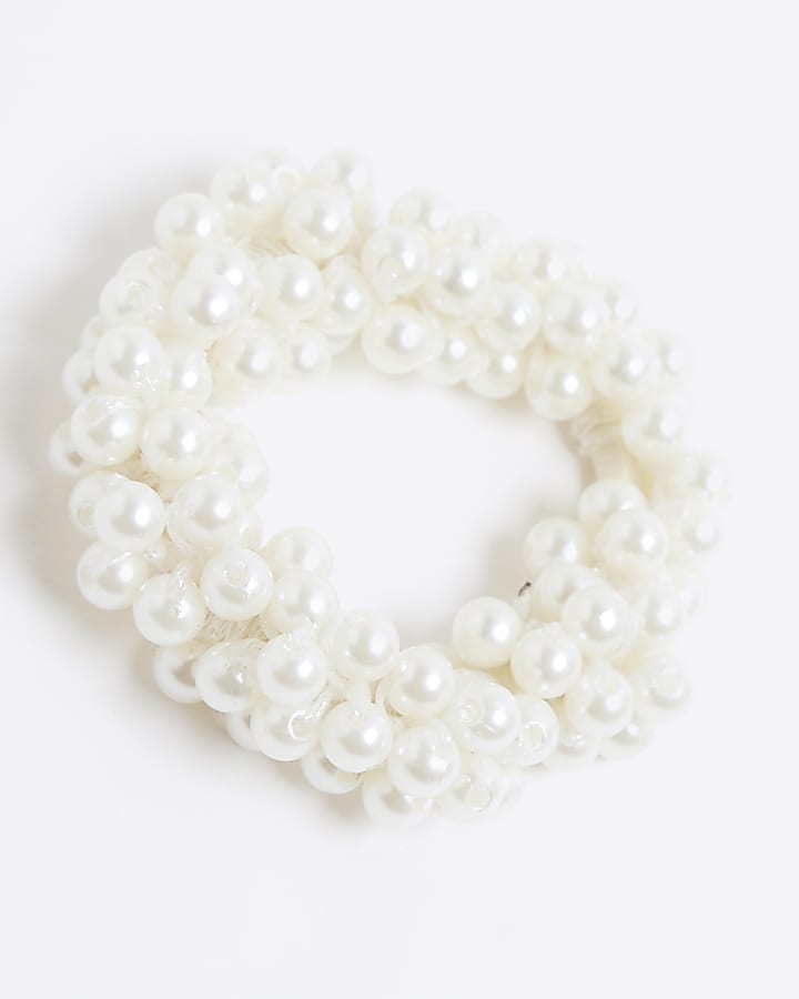 White Pearl Hair Scrunchie