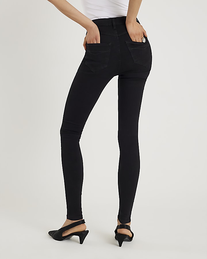 Black High Rise Sculpt Black Skinny Jeans