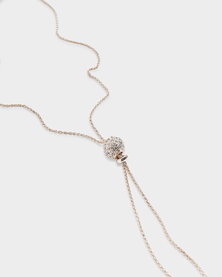 Rose Gold Diamante Ball Necklace