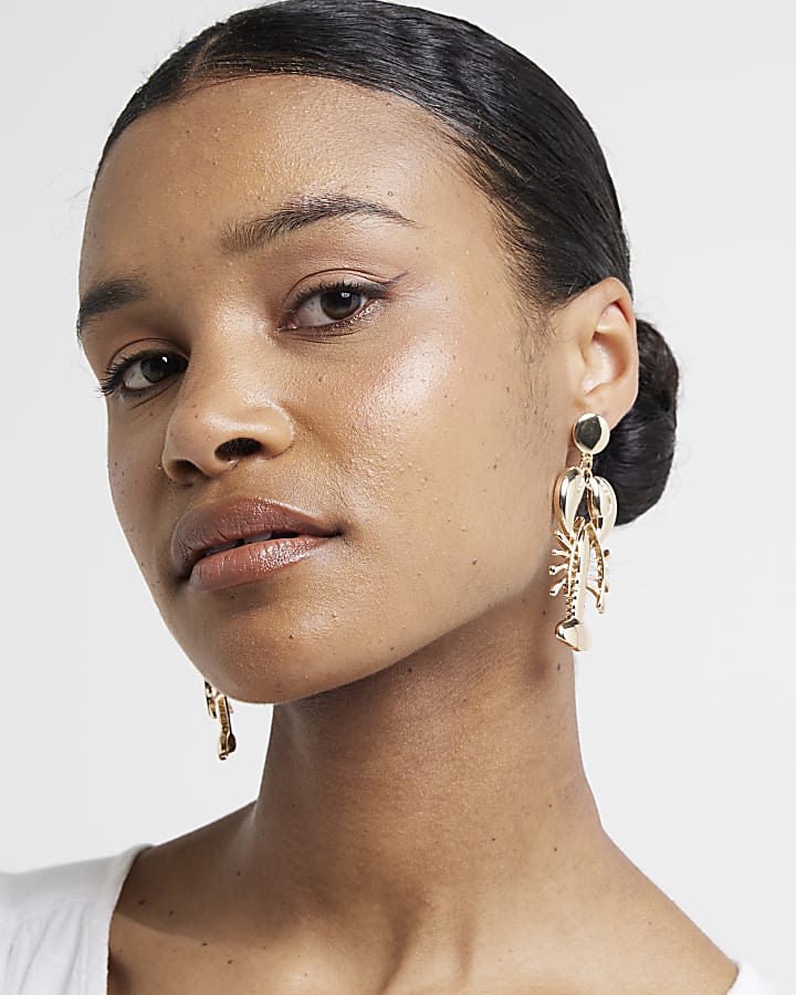 Gold colour lobster earrings