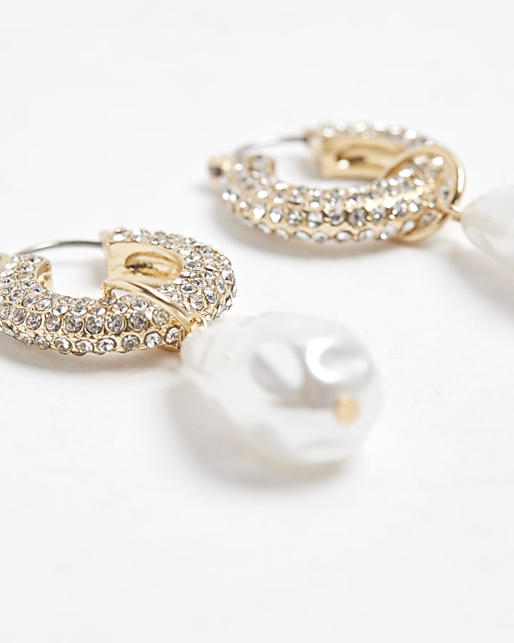 Gold colour pearl drop earrings