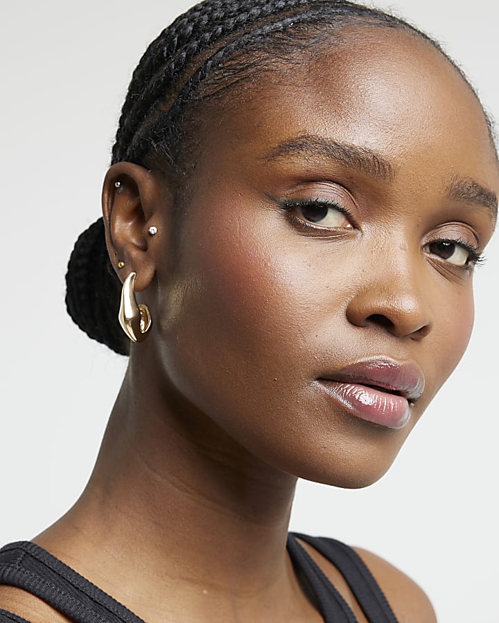 Gold colour pearl hoop earrings multipack