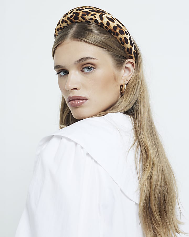 Multi colour chunky leopard print headband