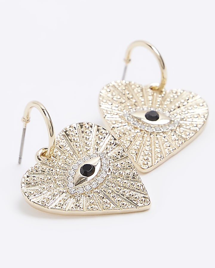 Gold Evil Eye Drop Earrings