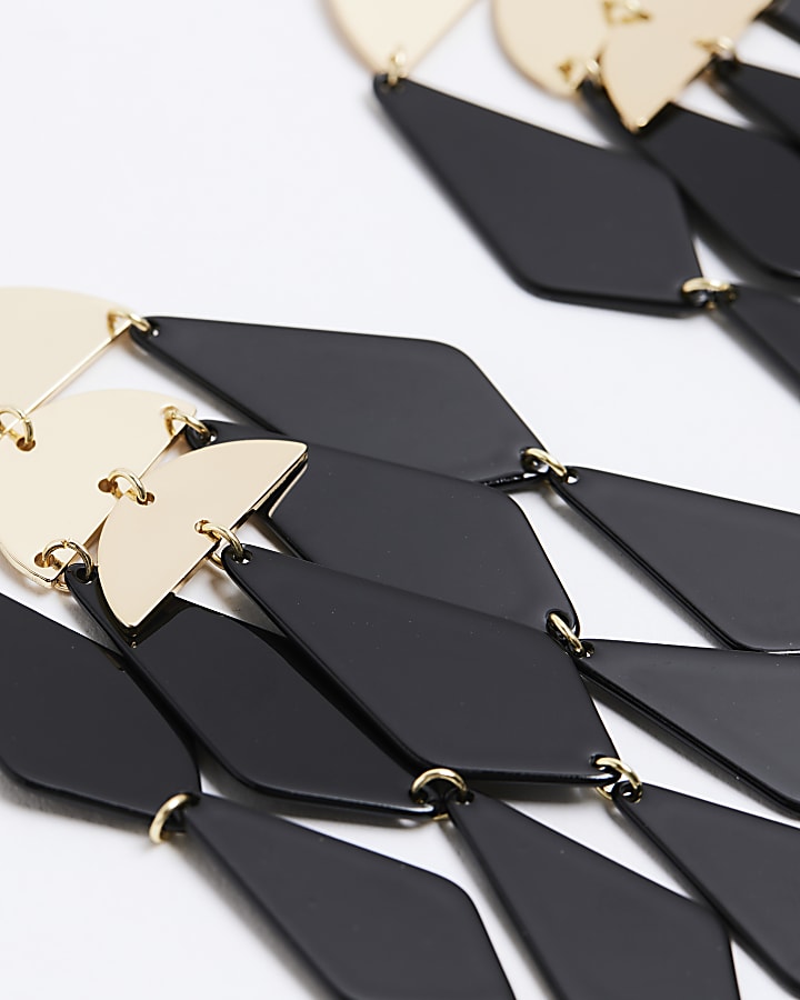 Black drape drop earrings