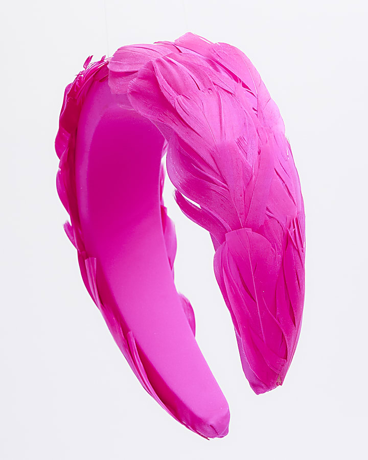 Pink chunky feather detail headband