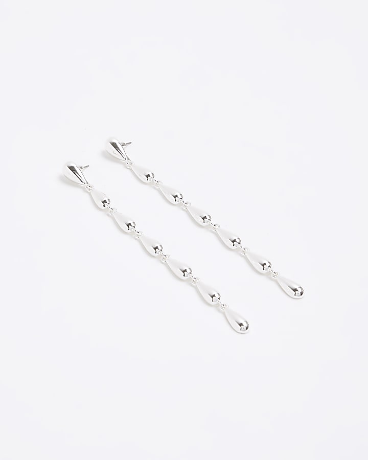 Silver colour tear long earrings