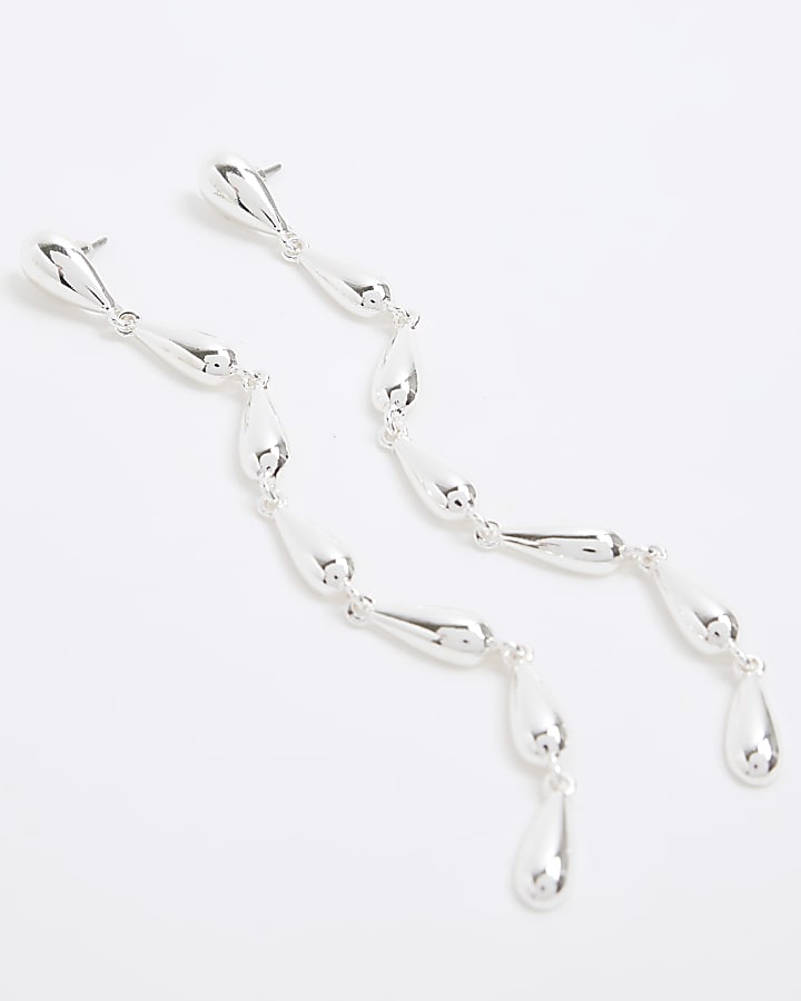 Silver colour tear long earrings