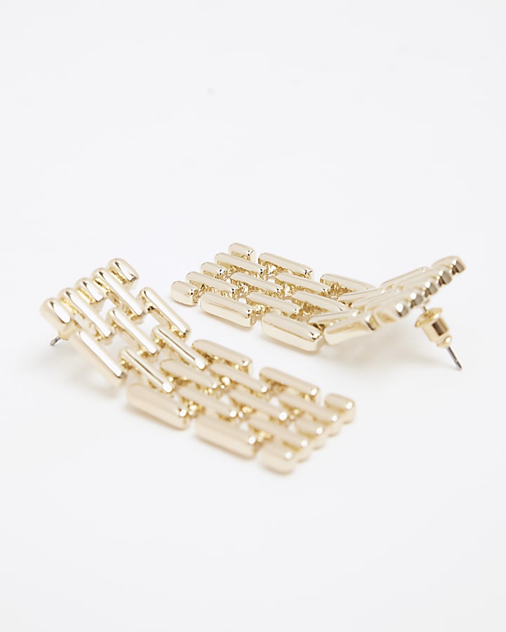 Gold Watch Strap Drop Earrings