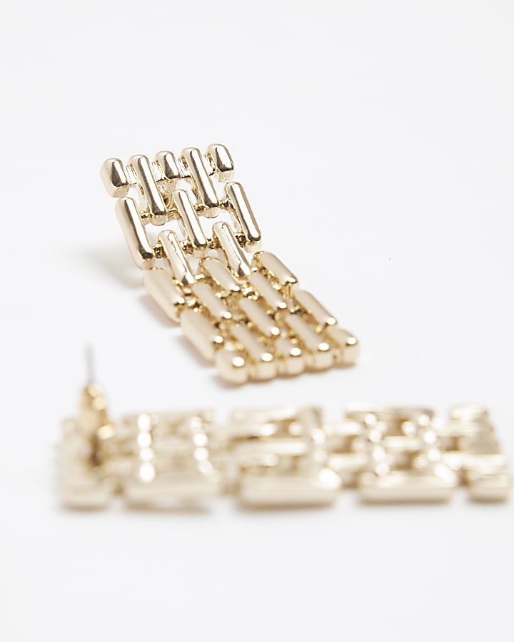 Gold Watch Strap Drop Earrings