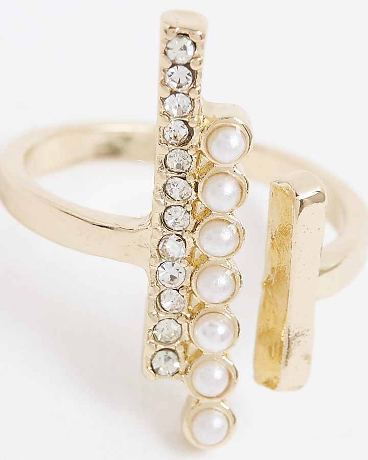 Gold Pearl Open Band Ring