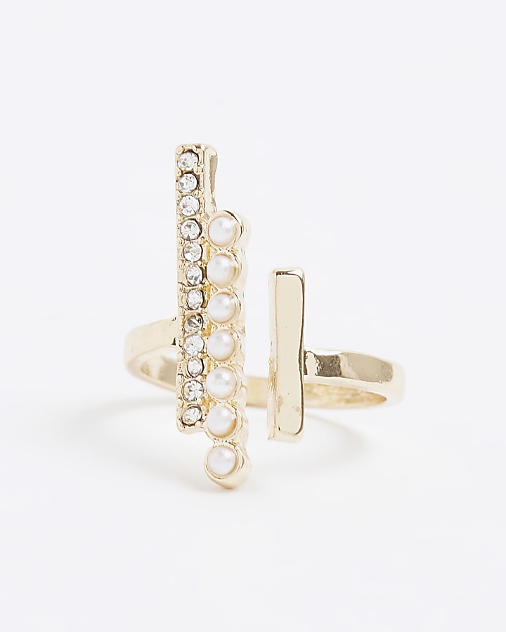 Gold Pearl Open Band Ring