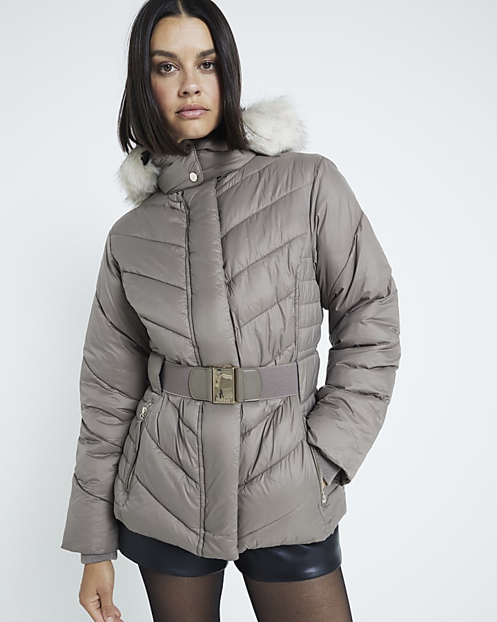 Beige  Slim Padded Jacket