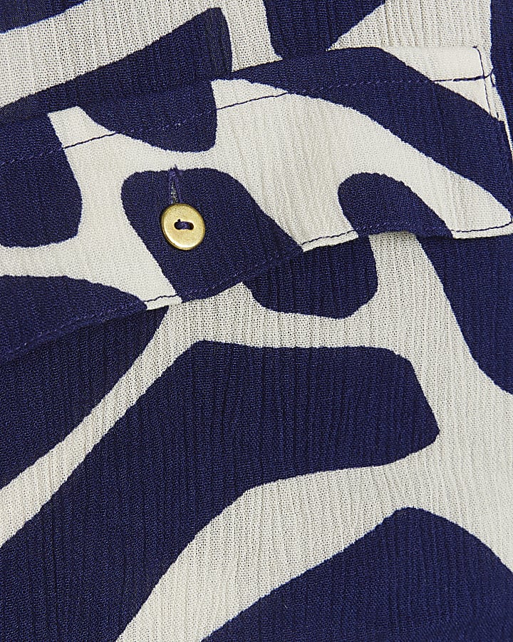 Navy abstract beach shirt