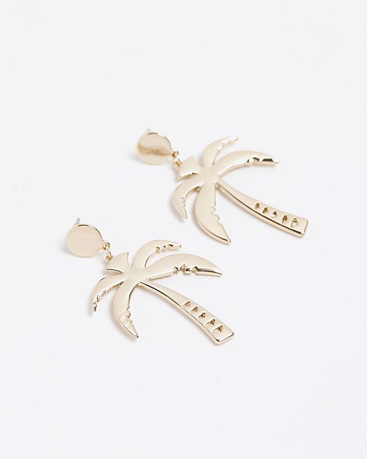 Gold colour palm tree earrings