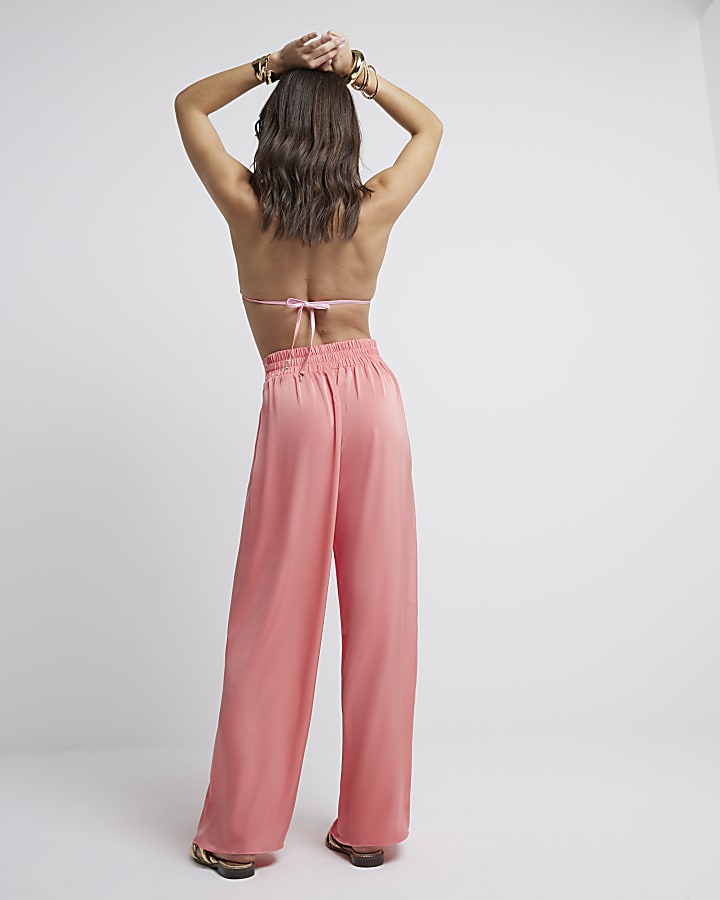 Coral Palazzo Wide Leg Trousers