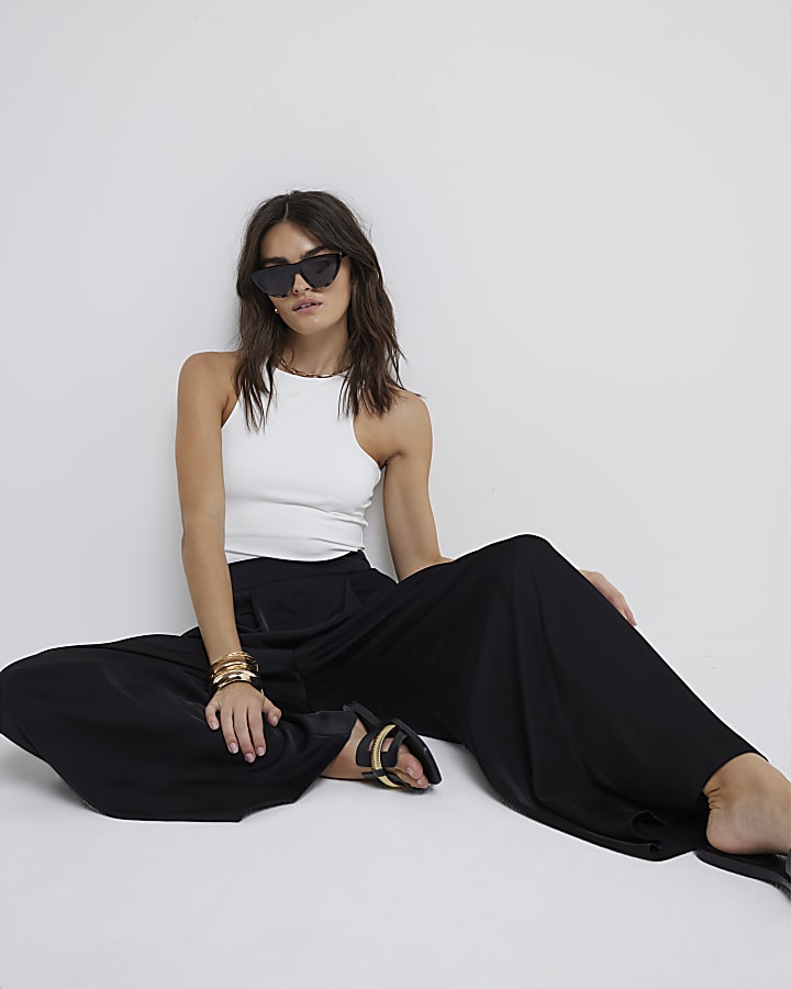 Black Palazzo Wide Leg Trousers