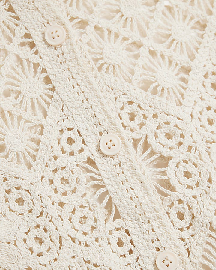 Cream Lace Cropped Cardigan