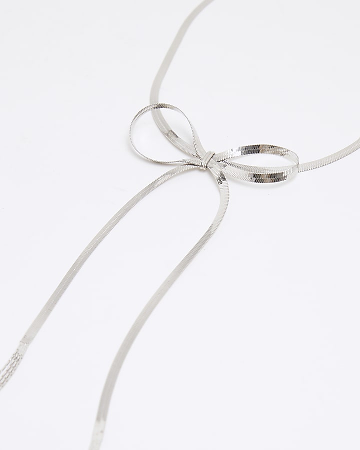 Silver Sleek Bow Necklace