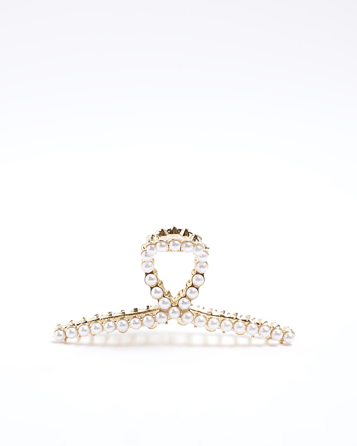 Gold pearl detail hair claw clip