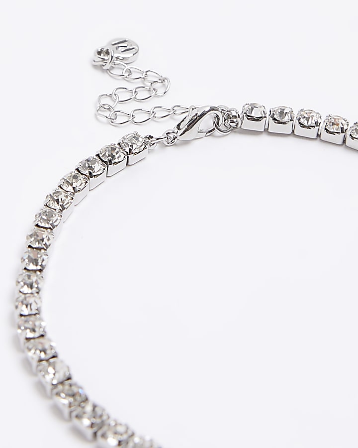 Silver colour stone anklet