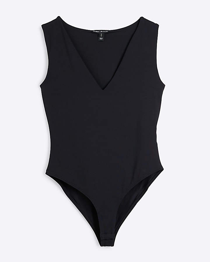 Black V Neck Bodysuit