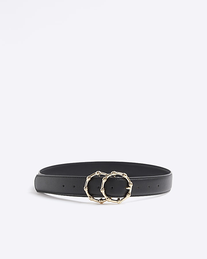 Black bamboo texture buckle belt