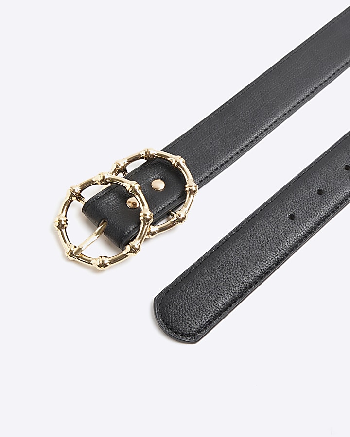 Black bamboo texture buckle belt