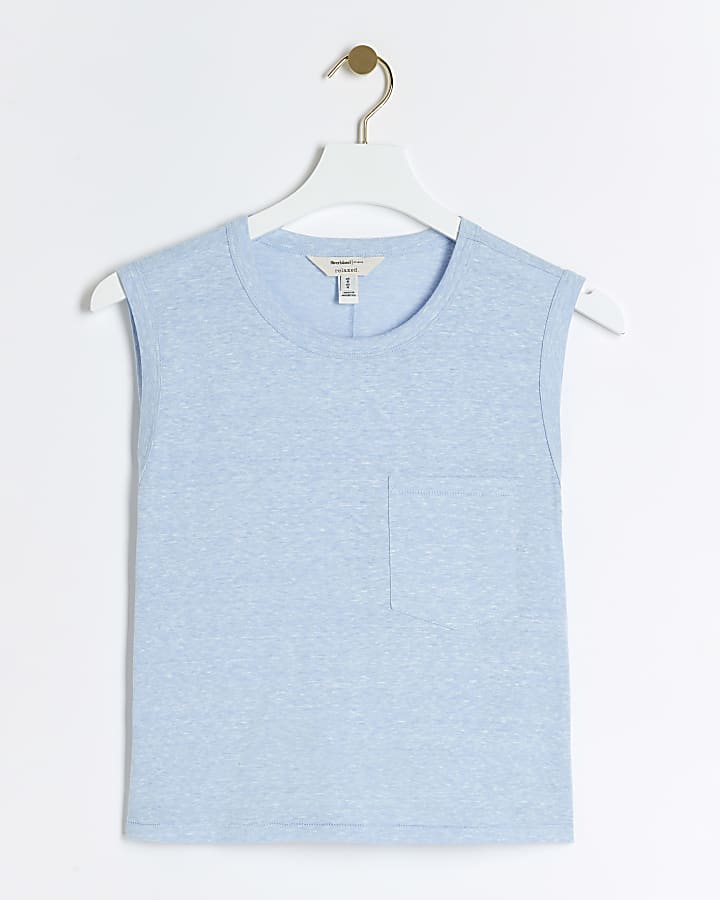 Blue boxy tank top