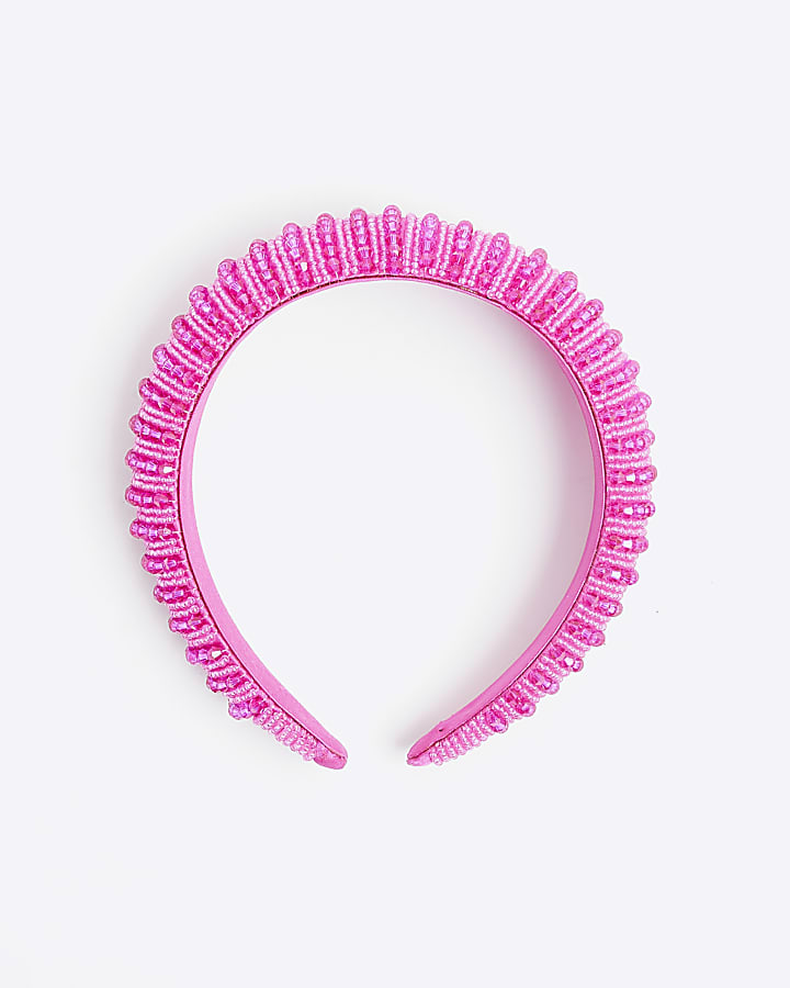 Pink Padded Beaded Headband