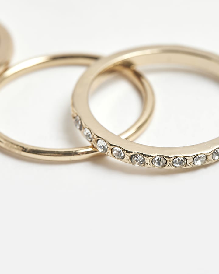 Gold stone rings multipack