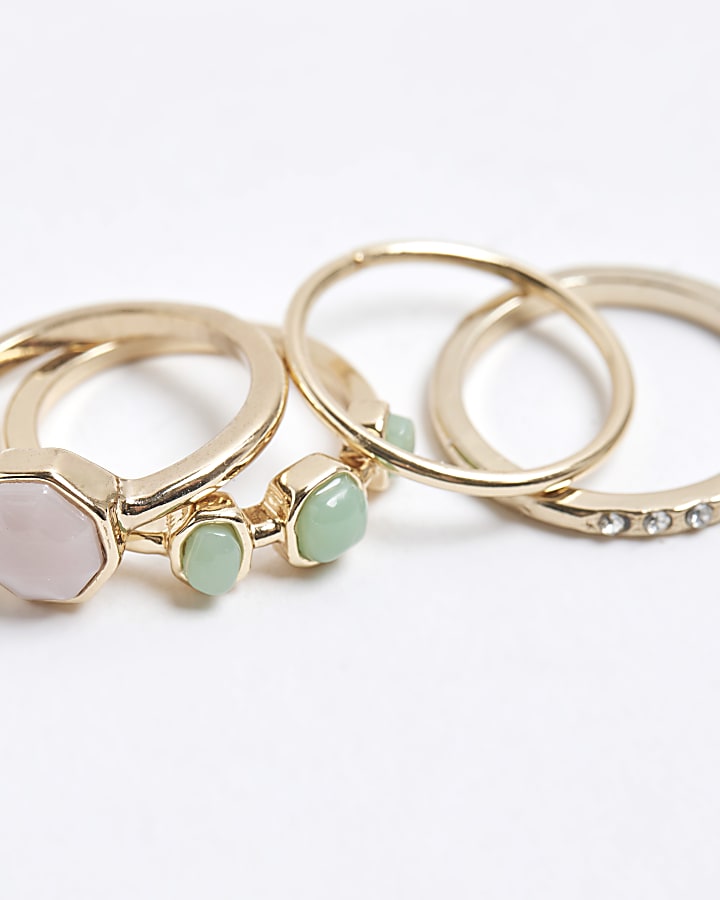 Gold stone rings multipack