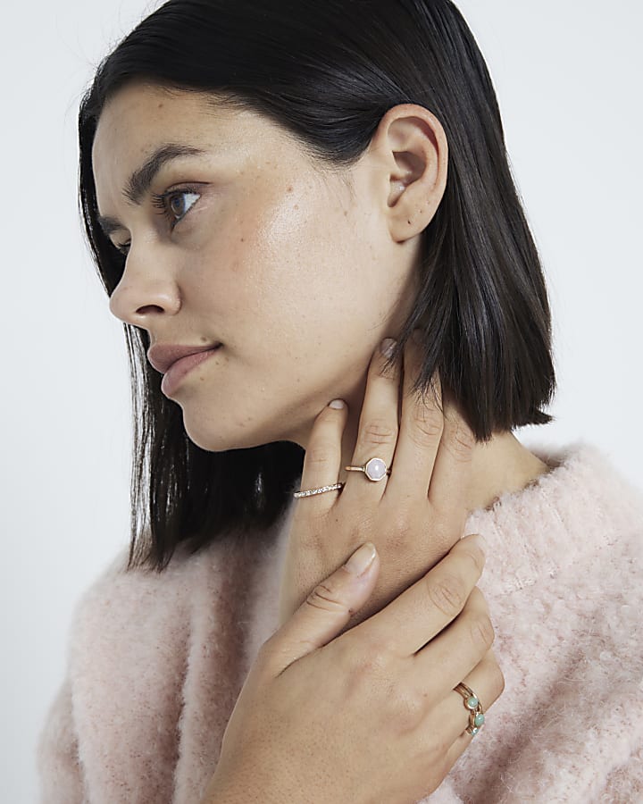 Gold stone rings multipack