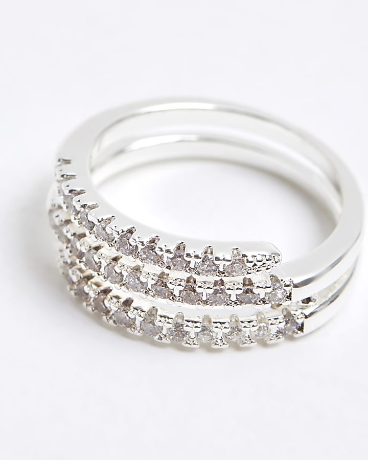 Silver Diamante Wrap Ring