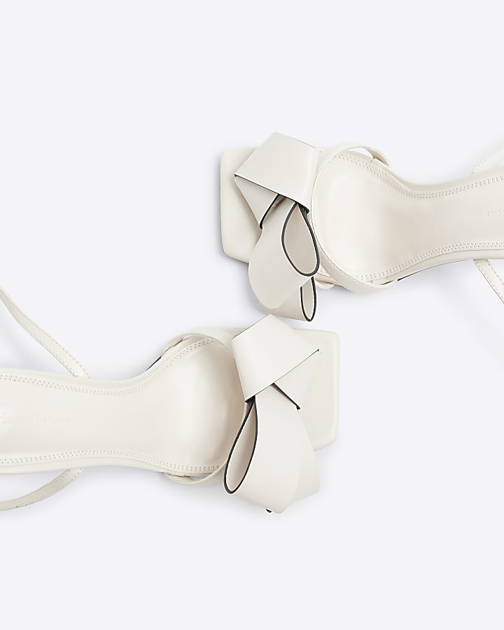 Cream Origami Bow Heeled Sandal