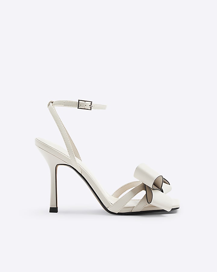 Cream Origami Bow Heeled Sandal