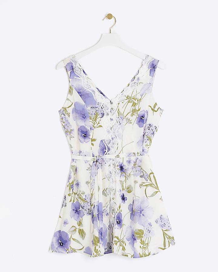 Purple Floral Mini Dress