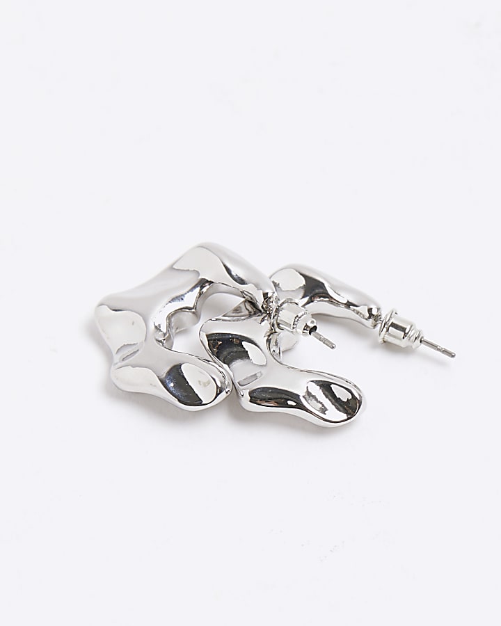 Silver chunky hoop earrings